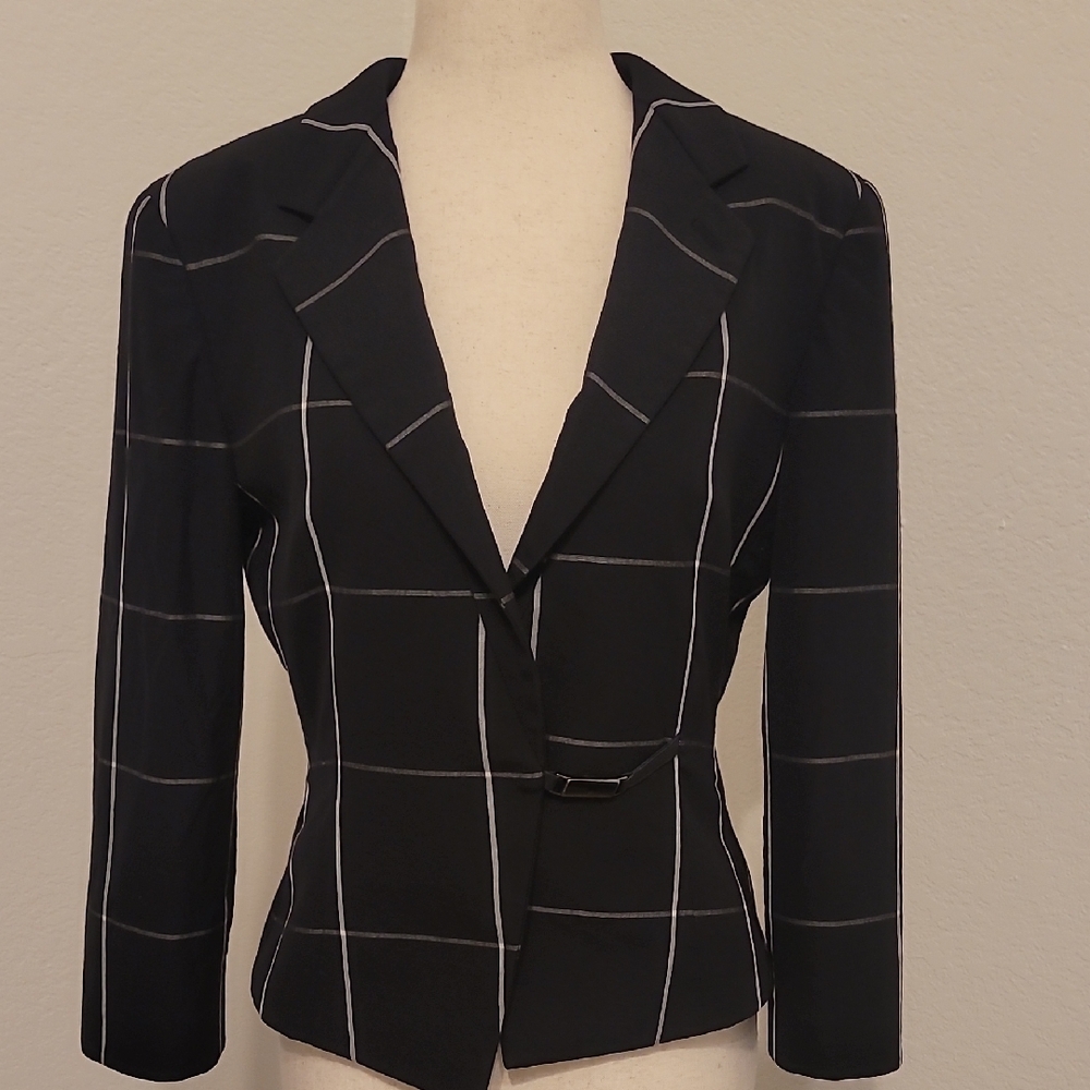 Armani Collezioni Black Windowpane Blazer